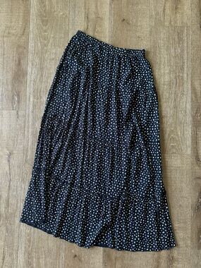 Brandy Melville NavyTiered Maxi Skirt with White/Cream FloralPrint